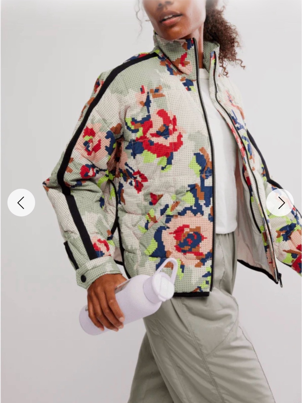FP Movement Pippa Packable Printed Puffer Jacket Cross Stitch Floral L NWT - Picture 7 of 9
